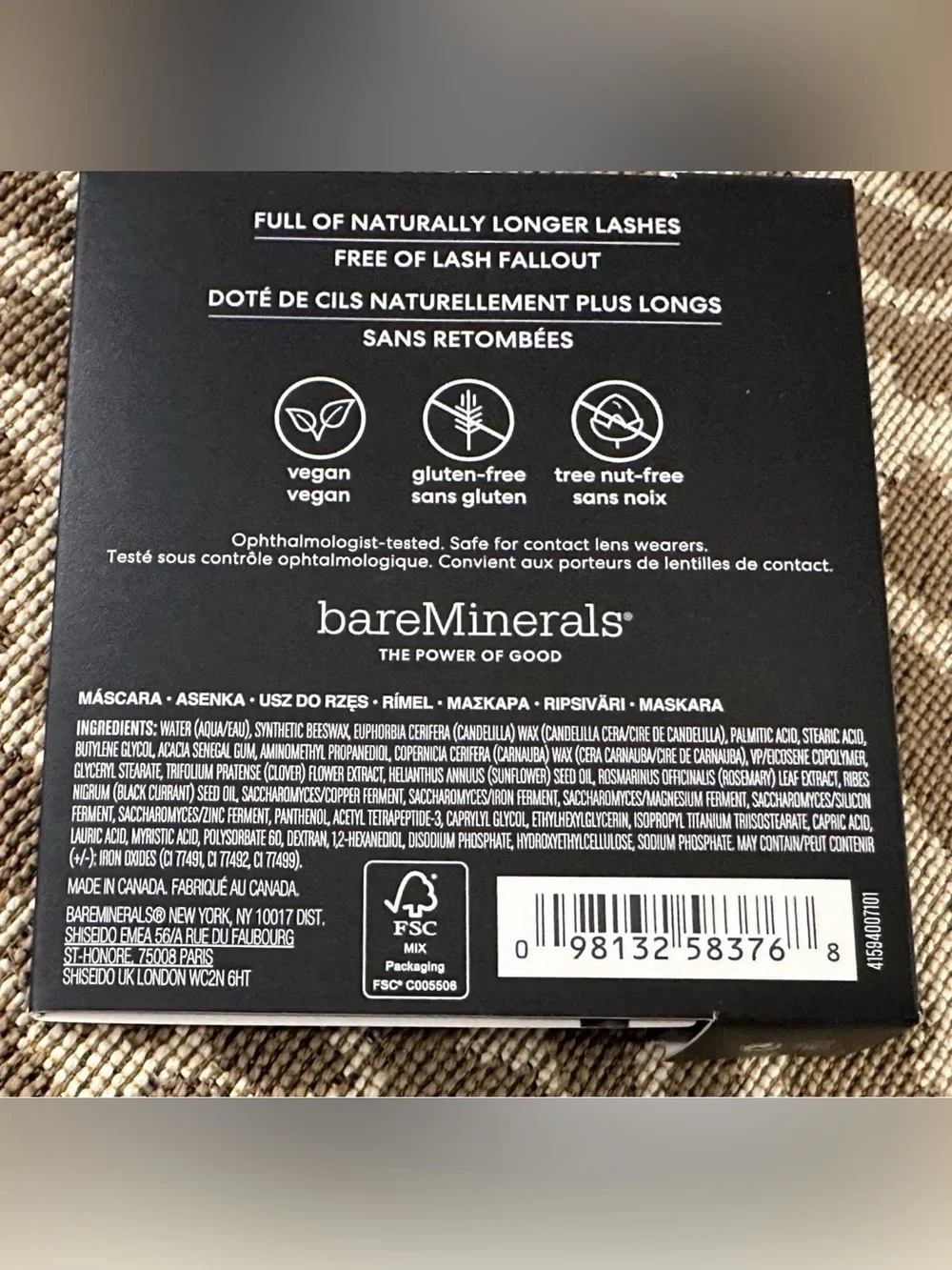 Lot of 5 Bare Minerals Strength & Length Mascara~Travel Size~ 2ml~Extreme Black